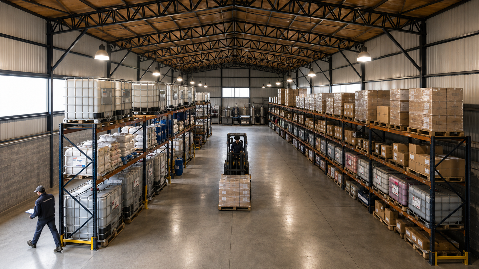 Interior del depósito y planta de JO-MAX